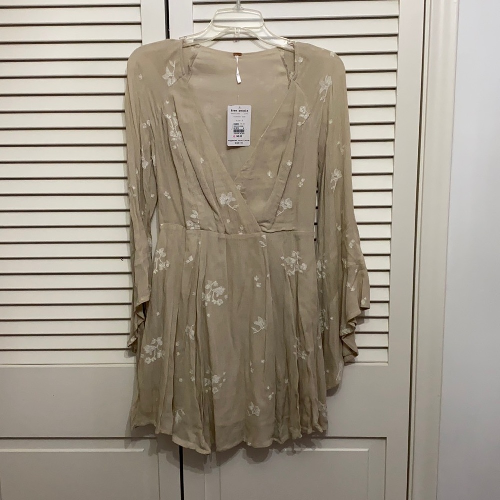 Free People Long Sleeve Romper White Floral